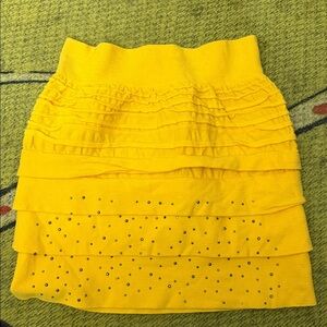 Yellow Ruffled Skirt with Studded Detail size S